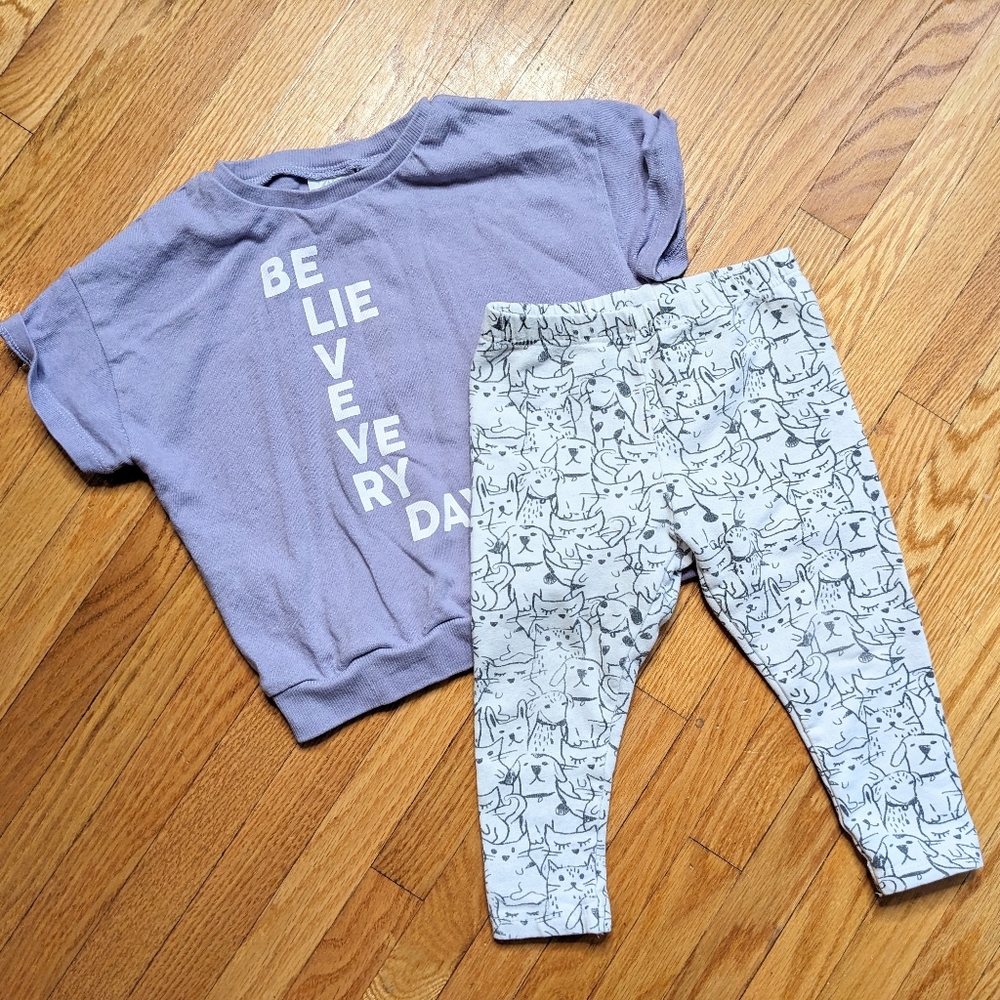 Zara Babygirl Set 18-24 months pants shirt purple shirt leggings girls baby lot